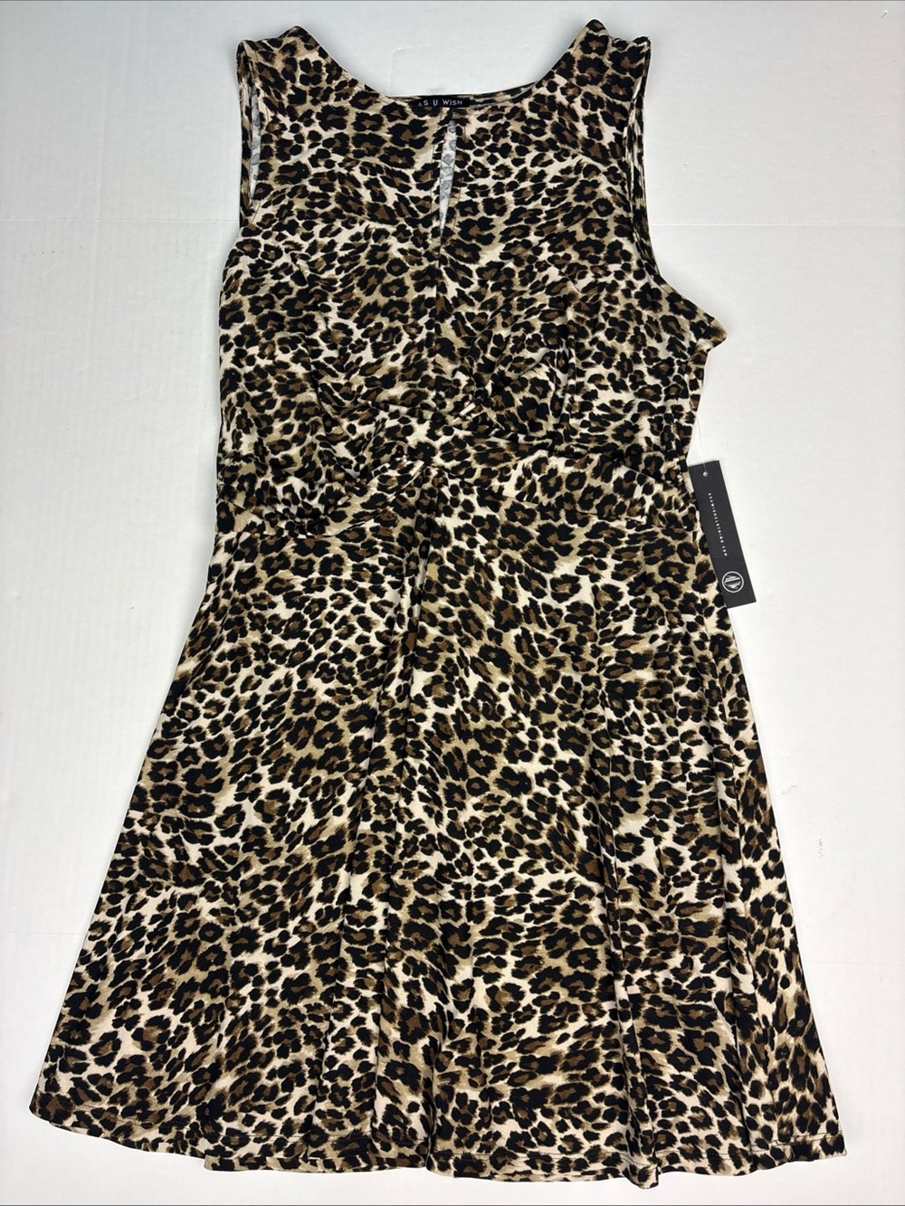 As U Wish Women XL Dress Leopard Print New Tags Sleeveless Peephole Poly Spandex